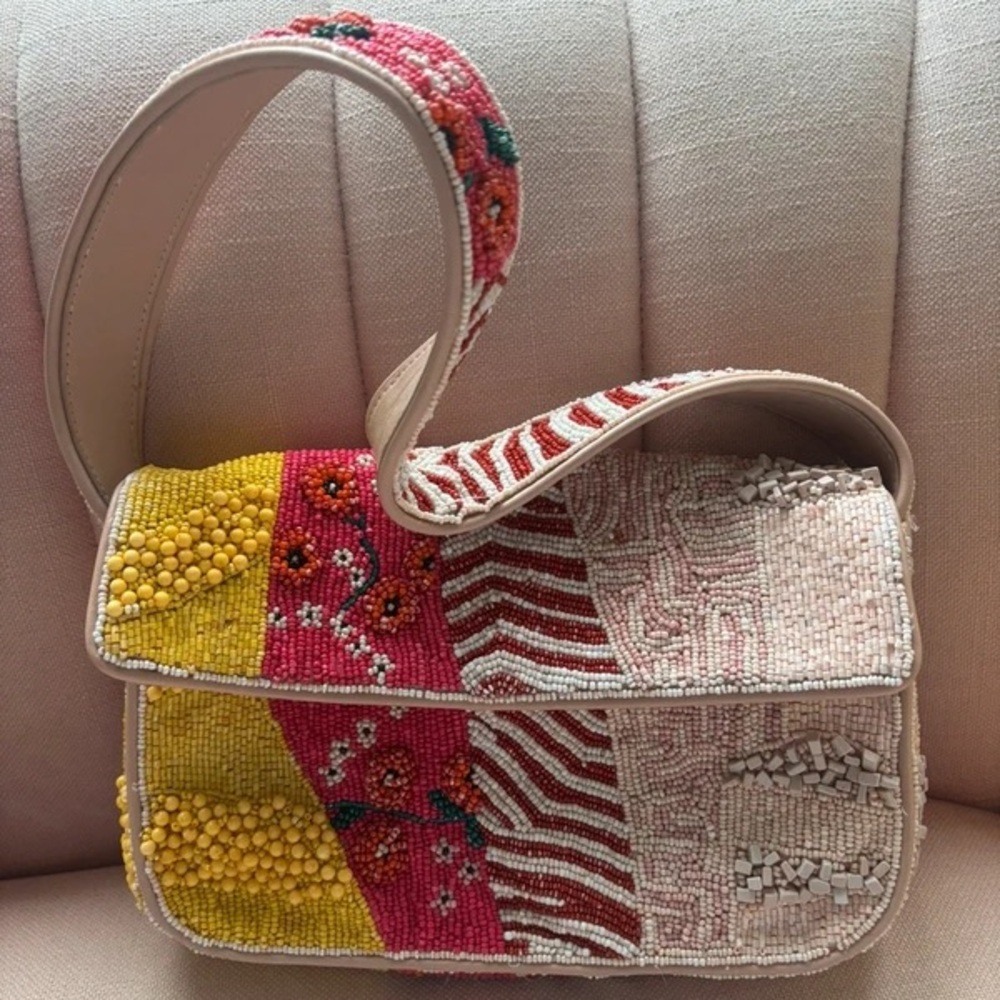 STAUD Multicolor Beaded Shoulder Bag
